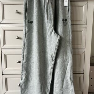 GAP Heather Gray Sweatpants with Mickey Mouse Design